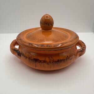 De Silva Umbria Terracotta Pottery 5 3/4" Etruscan Rounded Casserole Lid Orange